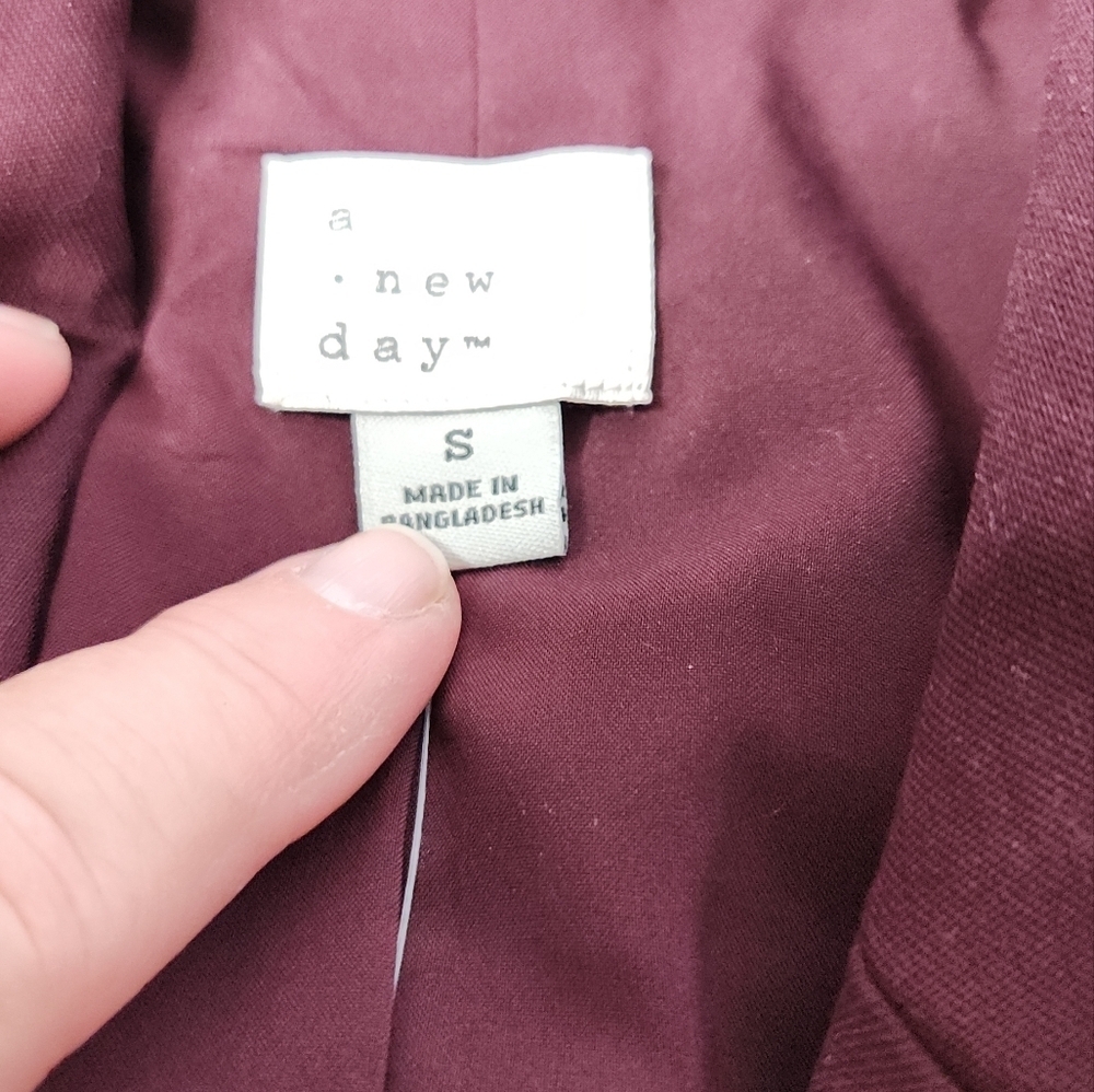 Women's Double Breasted Blazer - A New Day Burgundy S - Picture 11 of 12